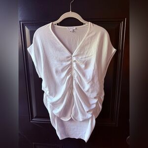 Chic White Ruched Blouse